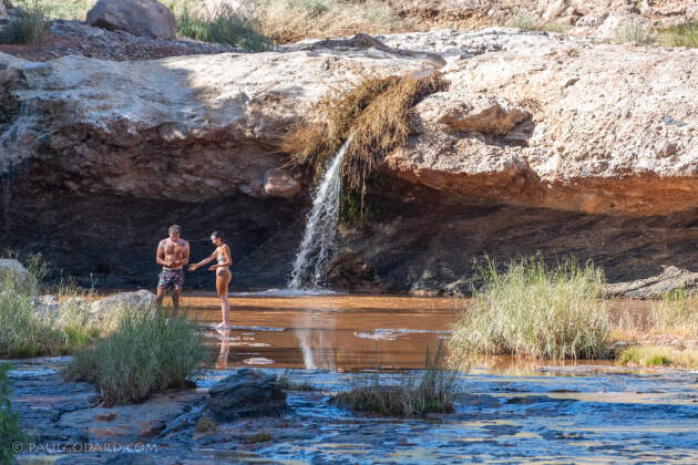 james & Naomi near waterfall & pool