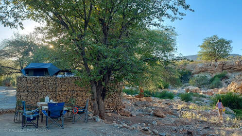 breakfast table at campsite