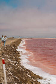 Manon & Mathou near salt bassin with red algae