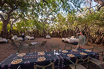 lunch table in boma at campsite