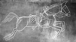 choalk drawing of jumping horse by Enya