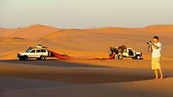 Land Cruisers at campsite