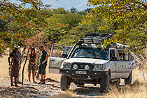 Martin, Willem & Kelly at Imba shop along road near Land Cruiser