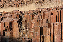 organ pipe rocks in riverbed