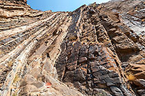 rock layers in riverbed