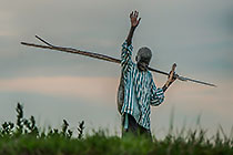 old man greeting on Luanginga river