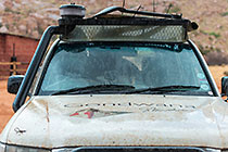 land cruiser under rain