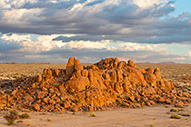 bungalows & boulders at sunset