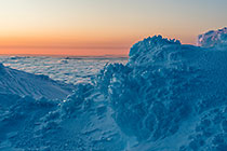 ice cauliflower on Mt Ruapehu at sunset