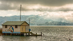 boat cabin in lagoon