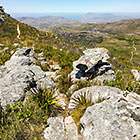 granite rock formation along hiking trail