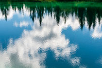 pine tree forest & clouds reflection on lake #4 clear blue water