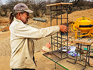 Paul making steel frame for workshop foundations
