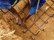 Donald making steel frame for workshop foundations