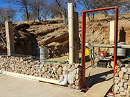 gabion room with basket filled with stones