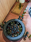 glass bottles in tyre