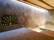 glass bottle feature in guest 2 mezzanine wall