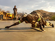 Licius workers pooring concrete for workshop slab