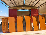 painting workshop, gabion & studio doors