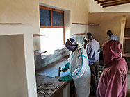 workers braking house kitchen countertops