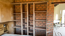 MDF shelves & cupboards in house master bedroom