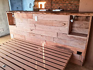 prosopis headboard & counter in house master bedroom