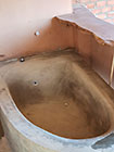 house master bathroom plastered bathtub