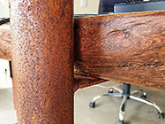 Paul's house office desk made of steel & prosopis boards : detail on rust