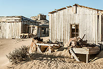 Bogenfels ghost town - old wooden house with rusted metal