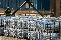 zinc bricks ready for loading onto truck