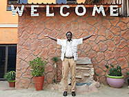 Elias welcoming guests