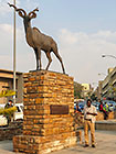 Elias showing Kudu statue