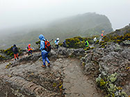 Lisa & hikers walking down the path