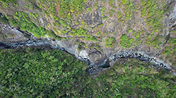 river & waterfalls in valley