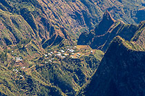 village in Mafate circus between mountain peaks