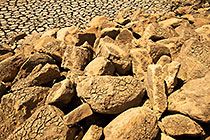 cracked dried mud in dam