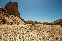 cracked dried mud in riverbed