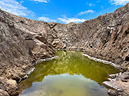 underground salty spring in old mine quarry