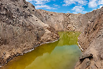 underground salty spring in old mine quarry