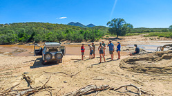 Jojo, Julien, Manon, Marc, Marie & Mathou in front of big river crossing