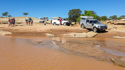 Jojo, Julien, Manon, Marc, Marie & Mathou in front of big river crossing