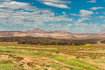 green valley in arid landscape