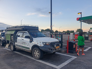 ranger camper at filling station