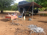 Roberta & ranger camper at wild camp at Xmas