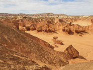 red rock formations in canyon