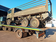 Duro arriving on flatbed at Vortex workshop