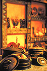 potjes with lamb stew on kitchen bar counter