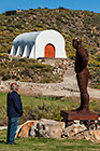 Willy looking at statue + chapel